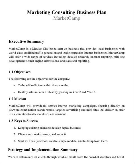 Marketing Consulting Business Plan